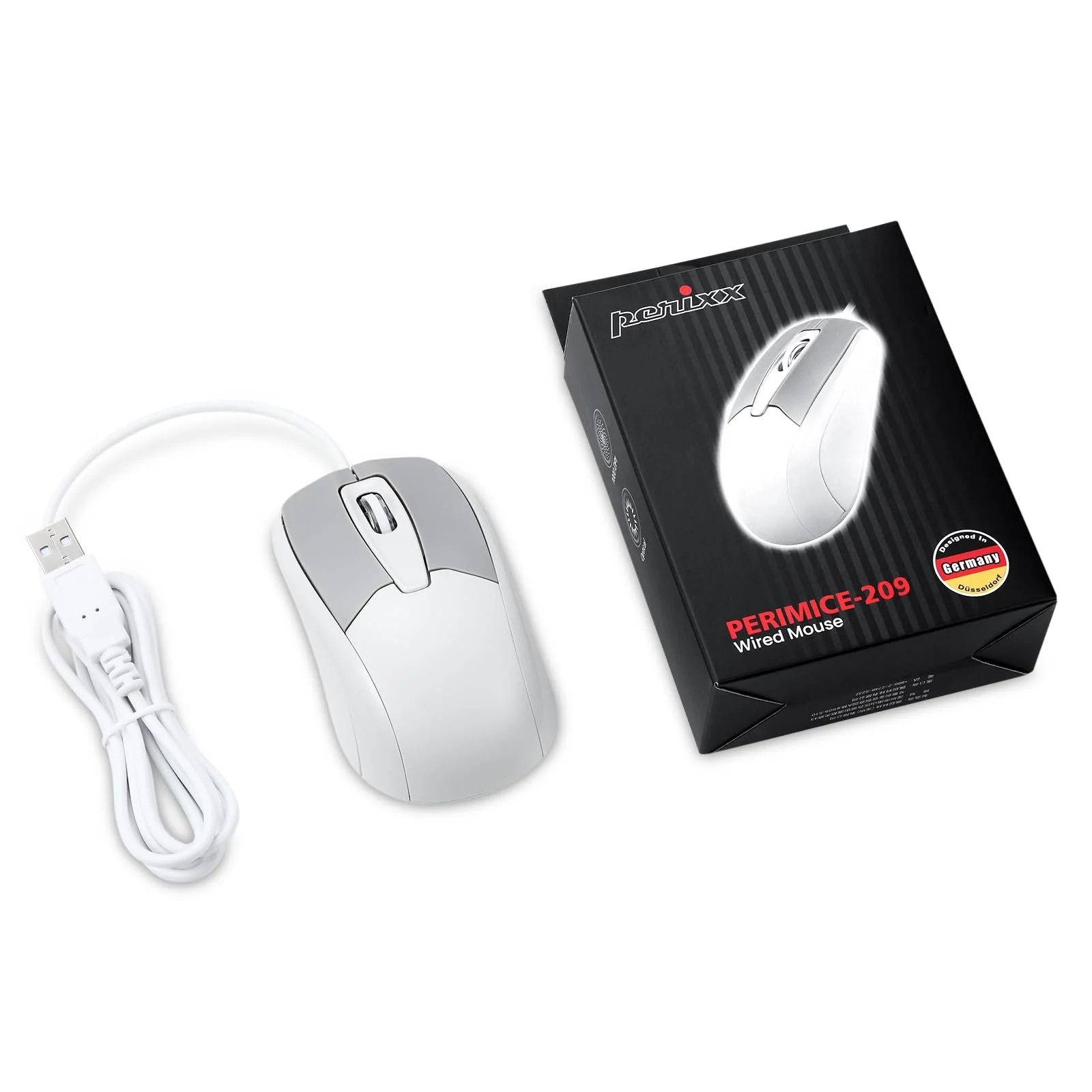 Мышь Perixx PERIMICE-209M Оптическая проводная USB 3 кнопки 1000 DPI Кабель 1,5 м Бежевый, фото №7