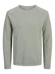 Вязаний пуловер JACK & JONES JJEHILL чоловічий, з круглим вирізом, базовий, з довгими рукавами, бавовняна сорочка - Фото 1
