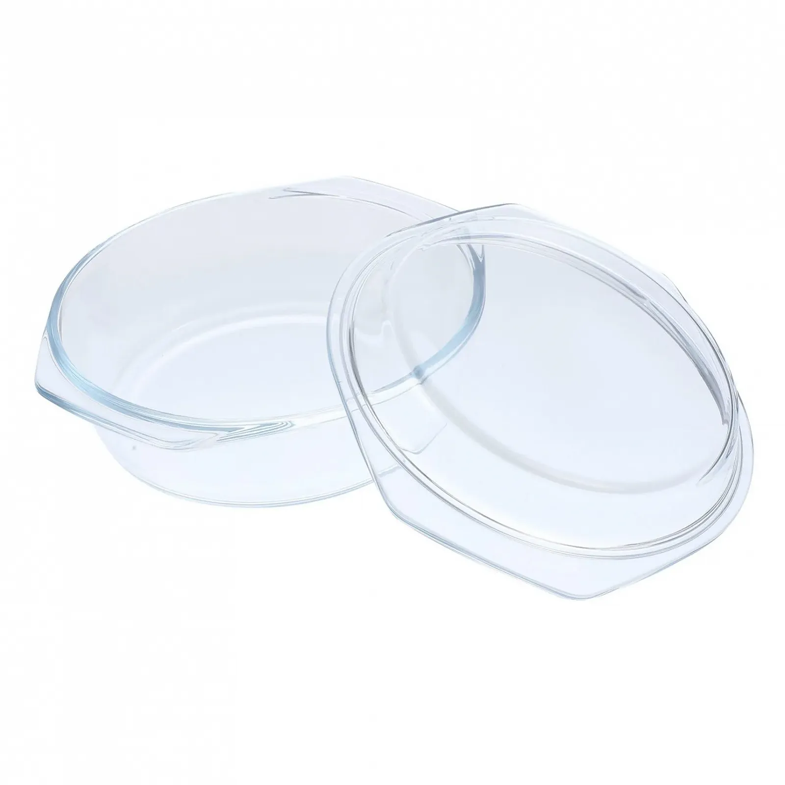 Круглая стеклянная форма для запекания Gadpiparty с крышкой и ручками из боросиликатного стекла термостойкая, фото №1