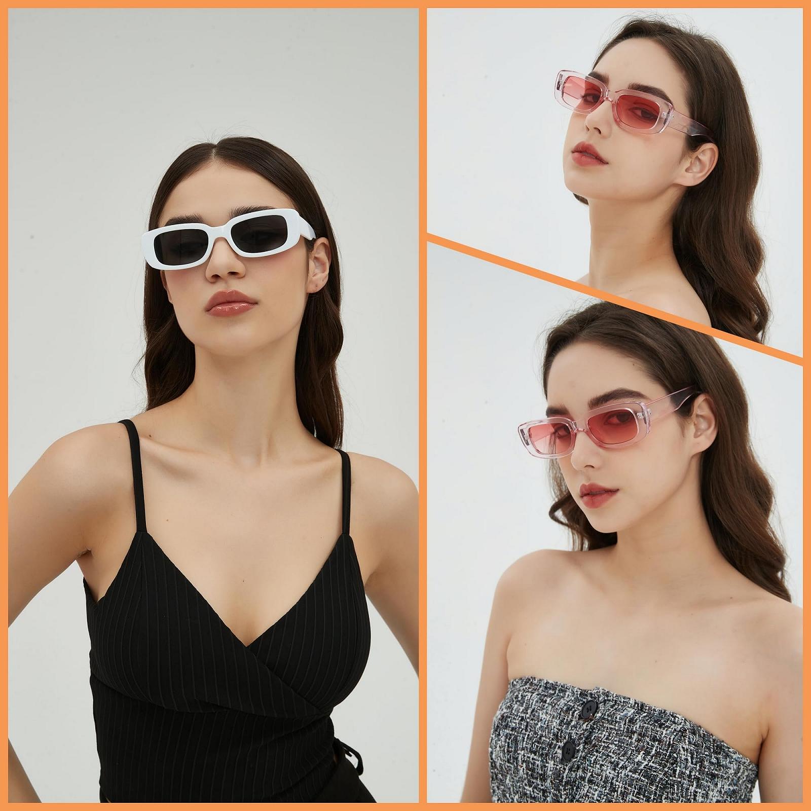 Вінтажні сонцезахисні окуляри Прямокутні WDZAYXC для жінок і чоловіків Модні Ретро Квадратна оправа UV400, фото №6