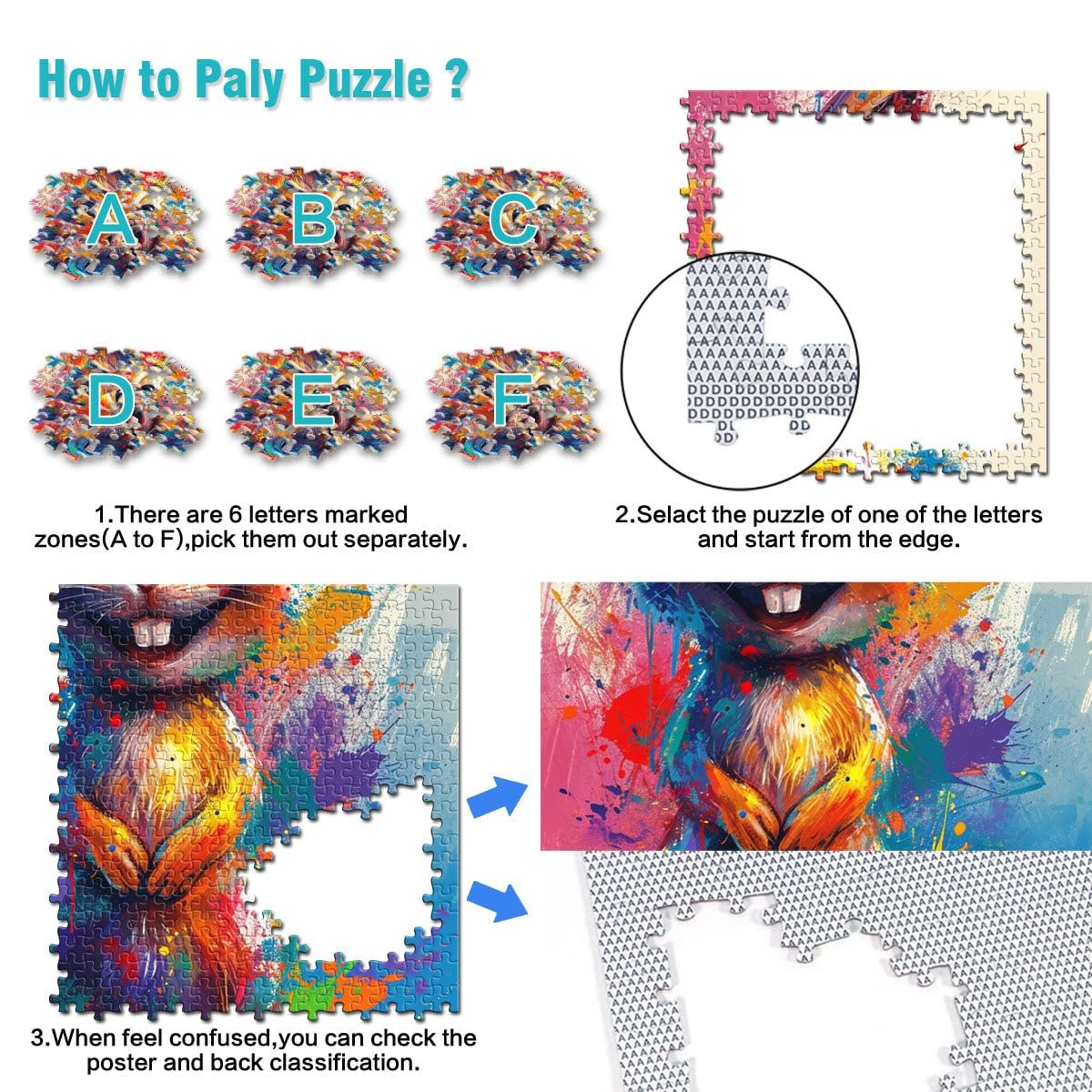 Пазл Усміхнений милий кролик 1000 деталей 26 x 38 см, фото №3 Пазл Усміхнений милий кролик 1000 деталей 26 x 38 см, фото №3