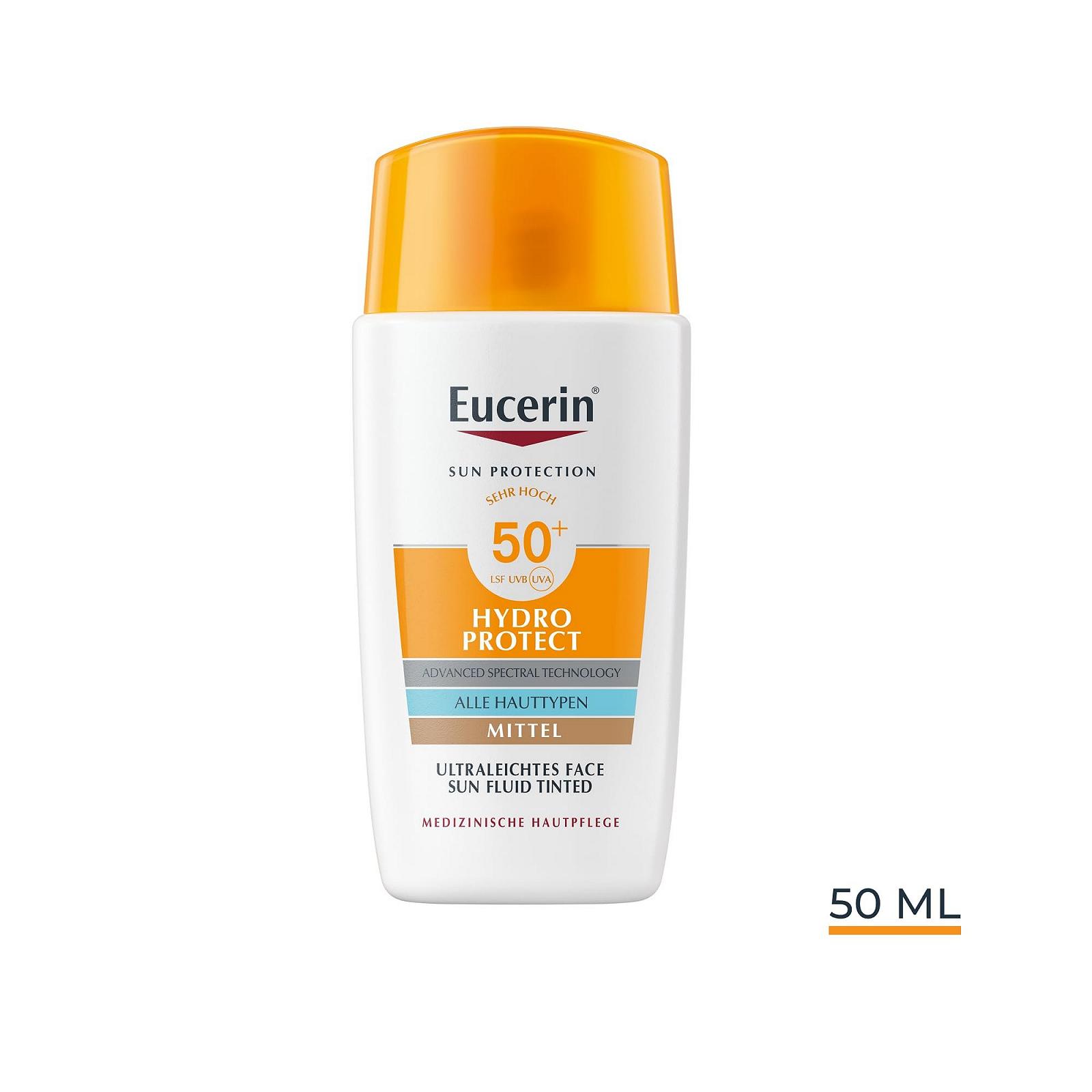 Сонцезахисний флюїд Eucerin Sun Face Hydro Protect Ultralight Sun Fluid Tinted SPF 50+ Medium 50 мл, фото №8