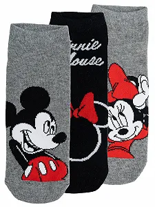 Шкарпетки Disney Minnie & Mickey Mouse Жіночі Спортивні Сірий/Чорний (3 пари) - Фото 1