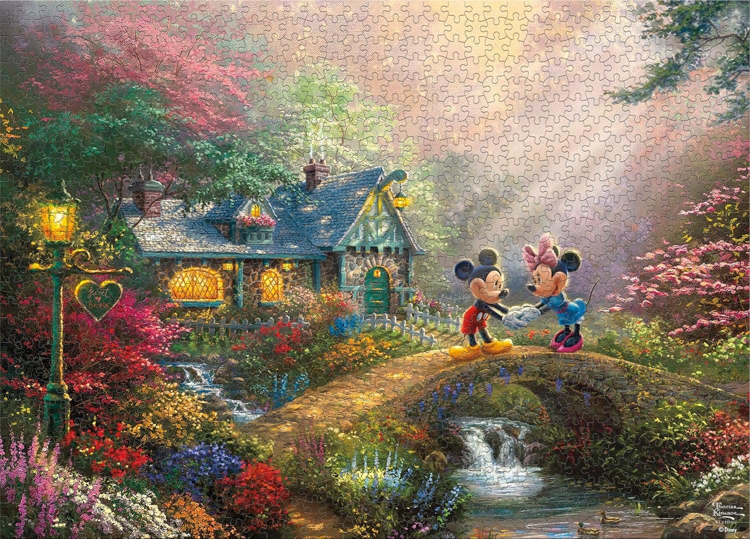 Пазл Ceaco Thomas Kinkade Disney Mickey & Minnie Sweetheart Bridge 1000 деталей, фото №5