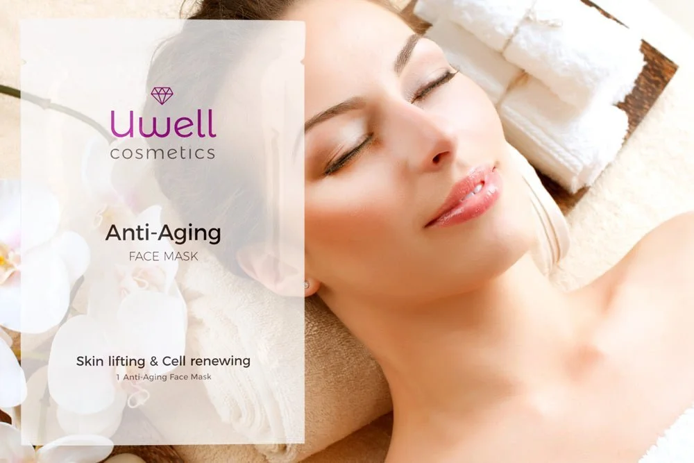 Маска для обличчя UWELL Cosmetics Anti-Ageing, преміальна тканинна маска, 8 шт. в упаковці, фото №5