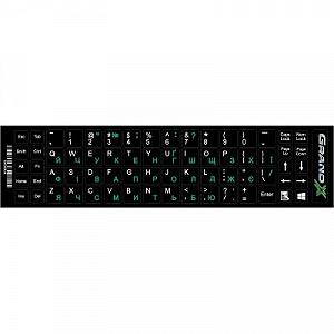 Наклейка на клавиатуру Grand-X 68 keys UA green Latin white GXDGUA - Фото 1
