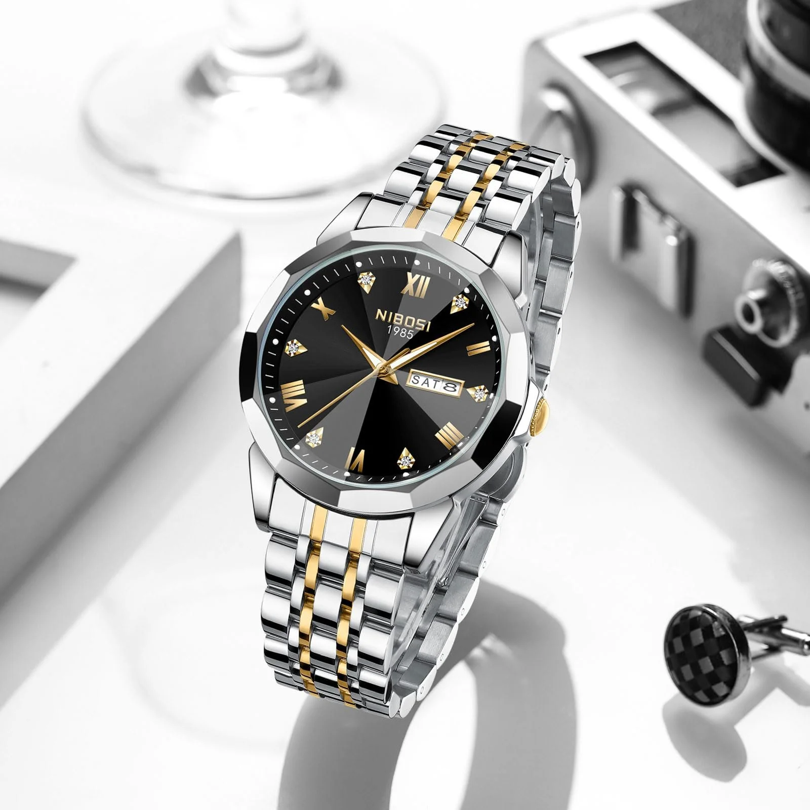 Часы NIBOSI Мужские Аналоговые Кварцевые Часы Автоматические Нержавеющая Сталь Водонепроницаемые Модные Повседневные Бизнес Классические, фото №5