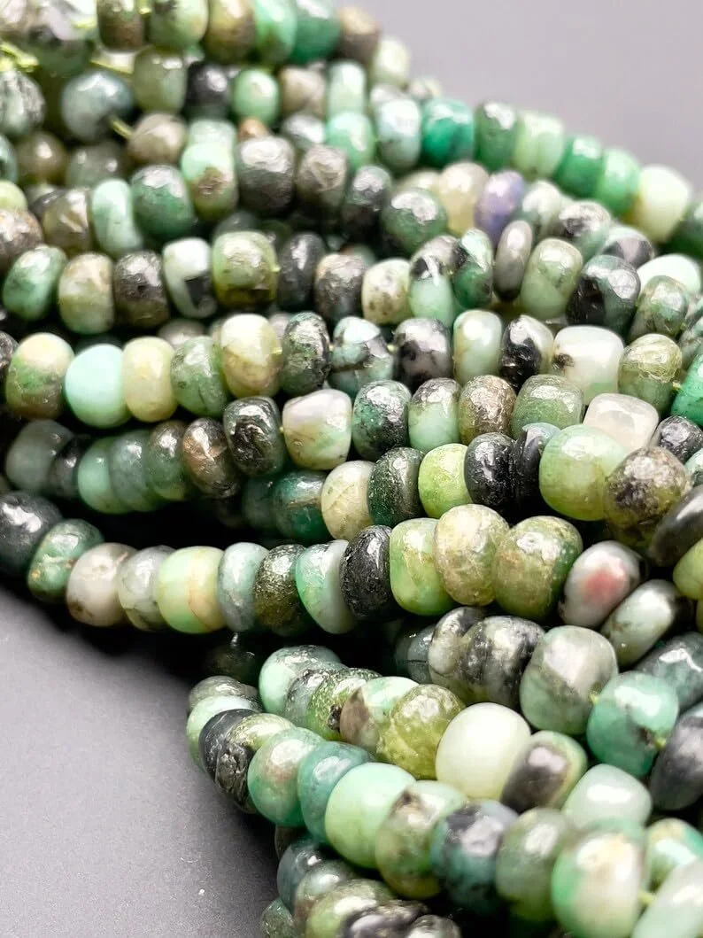 Бусины из натурального изумруда рондель гладкие 6 мм, длина нити 40.5 см, фото №2