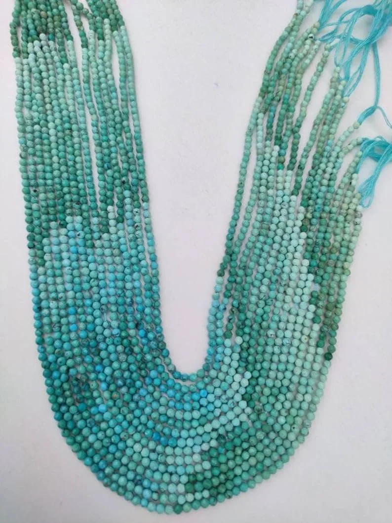 Бусины из натуральной бирюзы, граненые, 2,5 мм, нить длиной 33 см, камень для ожерелья, браслета, фото №2