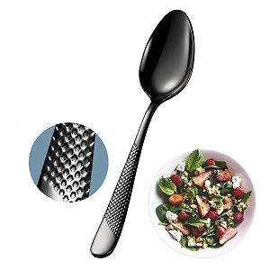 Набір десертних ложок Hammered, 12 шт, 17 см, нержавіюча сталь 18/10, чорний - Фото 1