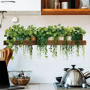 Наклейка на стіну Simulation Green Plants 26 x 58 см synthetic.ua - Фото 1