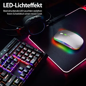 Мышь беспроводная GLOBAL TECH, LED, аккумуляторная, тихая, тонкая, USB 2.4G, серебристая synthetic.ua - Фото 1