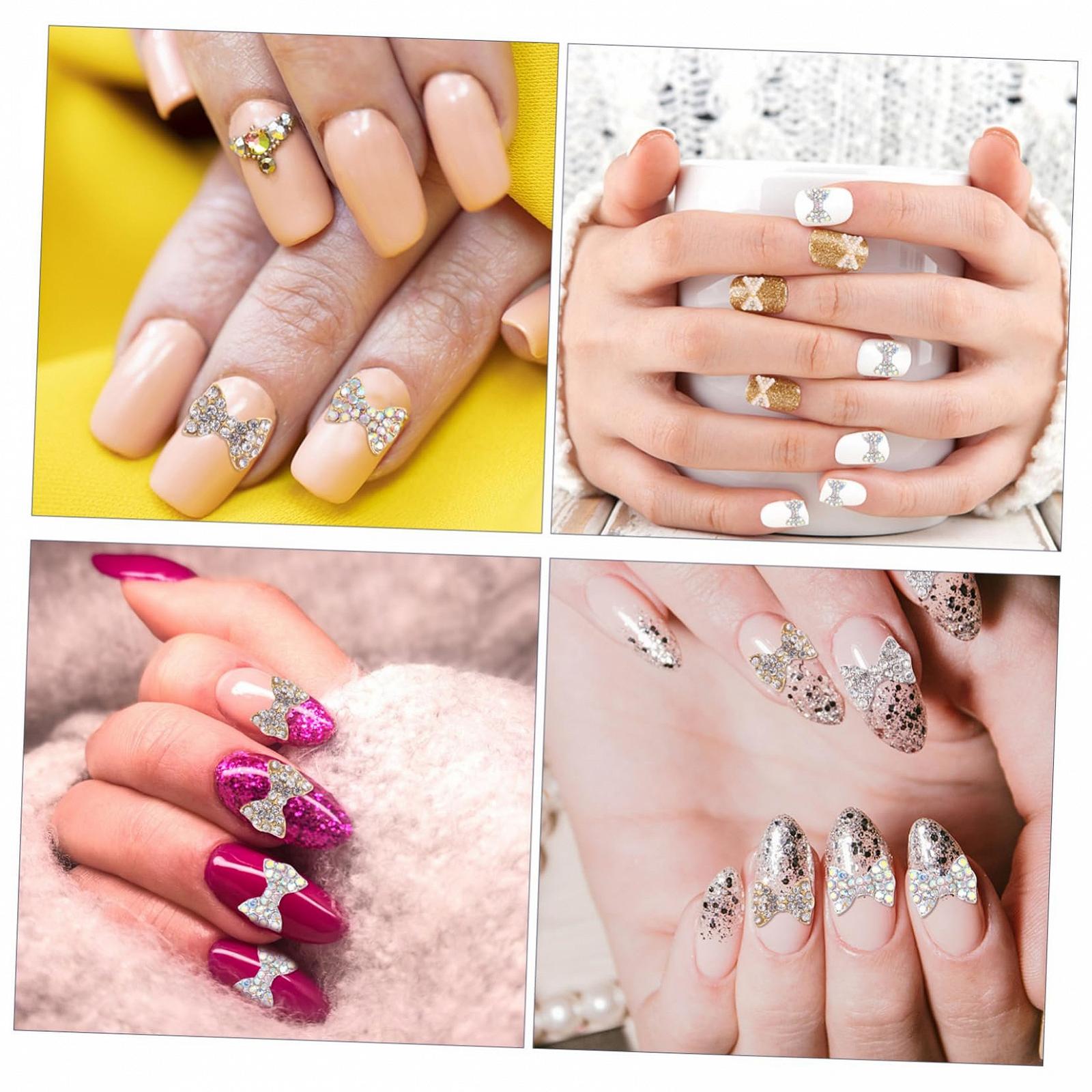 Подвеска для ногтей Beavorty, 50 шт., украшения для ногтей с бриллиантами, гелевые аксессуары для ногтей, жемчужная отделка, подвеска для нейл-арта с 3D бантом, металлическая подвеска-галстук, фото №2