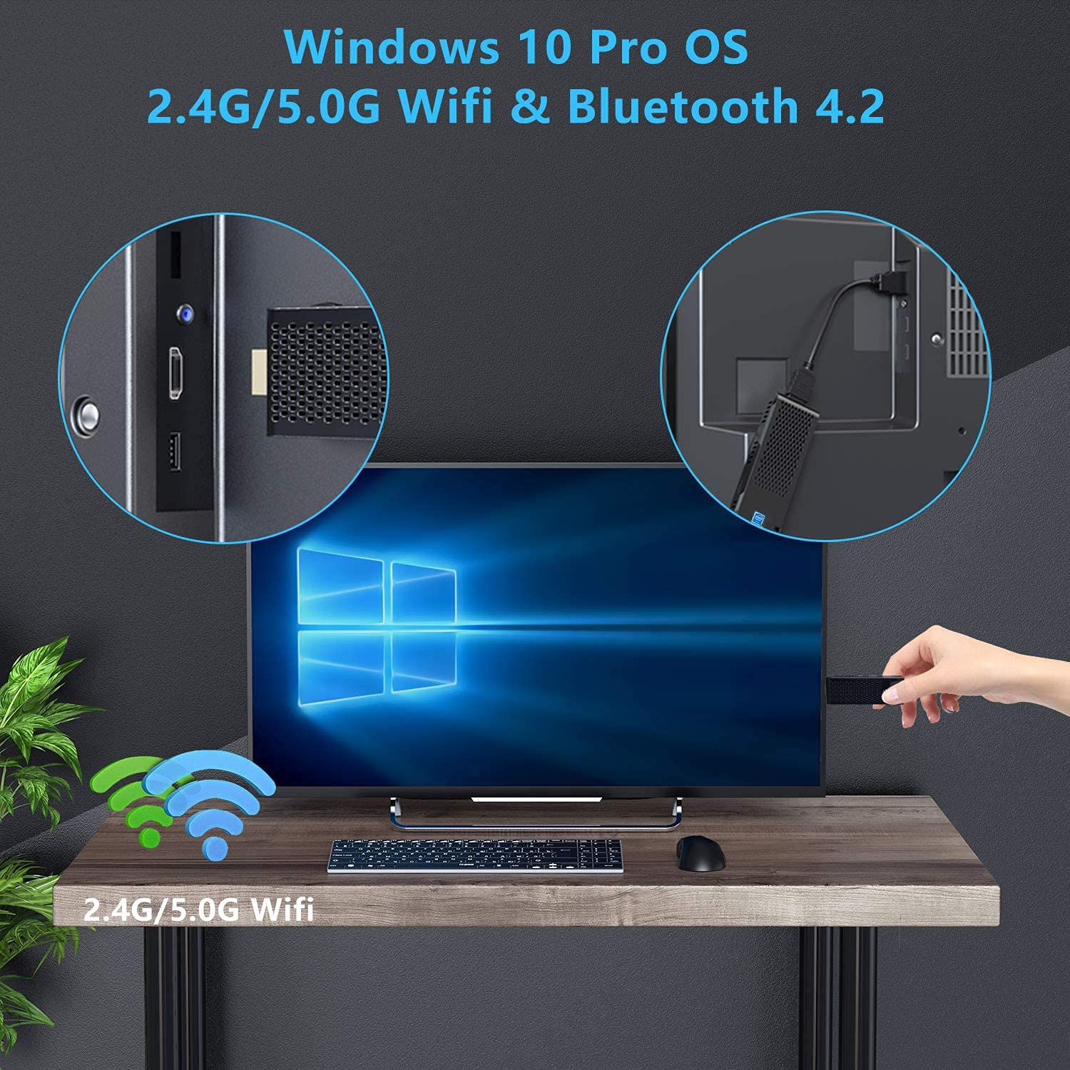 Мини ПК NiPoGi Atom x5 z8350 Fanless 8GB DDR3 RAM 128GB eMMc черного цвета, фото №7