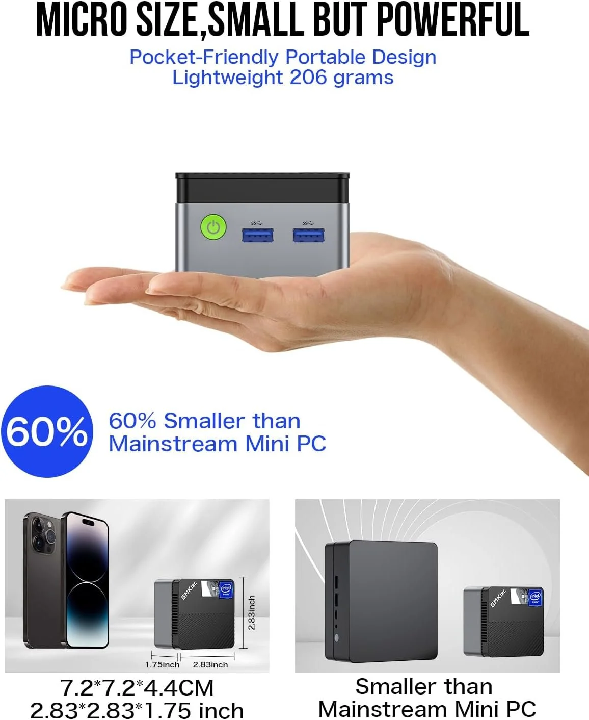 Мини ПК GMKtec G5 / Intel N97 / RAM 12GB / SSD 512GB / 2 x HDMI / LAN / Wi-Fi 5 / Bluetooth 4.2 / Windows 11 Pro / Черный, фото №5