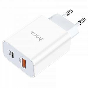 Сетевое зарядное устройство Hoco C97A PD 20W Type-C USB QC3.0 3A White synthetic.ua - Фото 1
