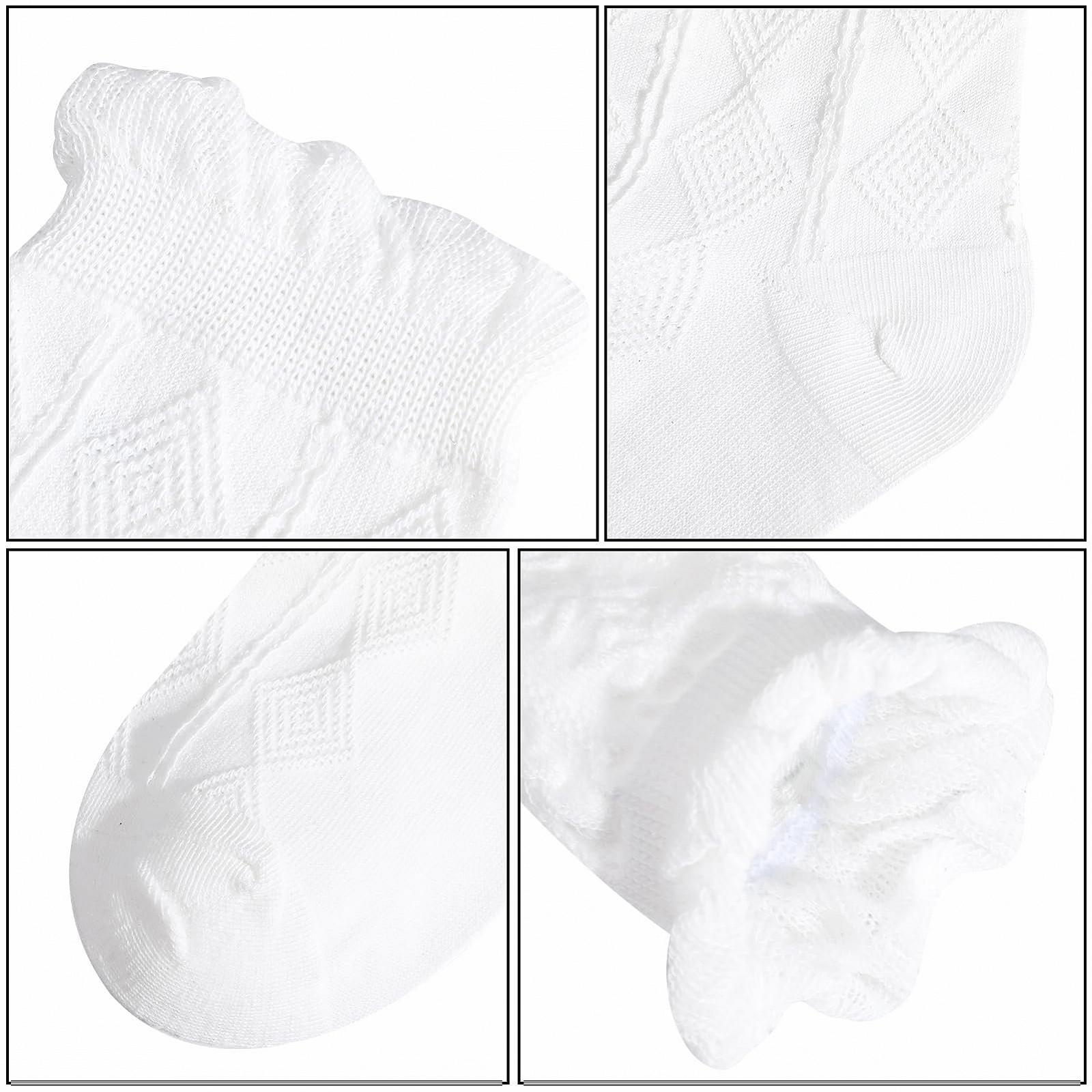 Женские носки Костюмные носки Белые носки с рюшами Хлопковые кружевные носки с рюшами 6 пар, фото №4