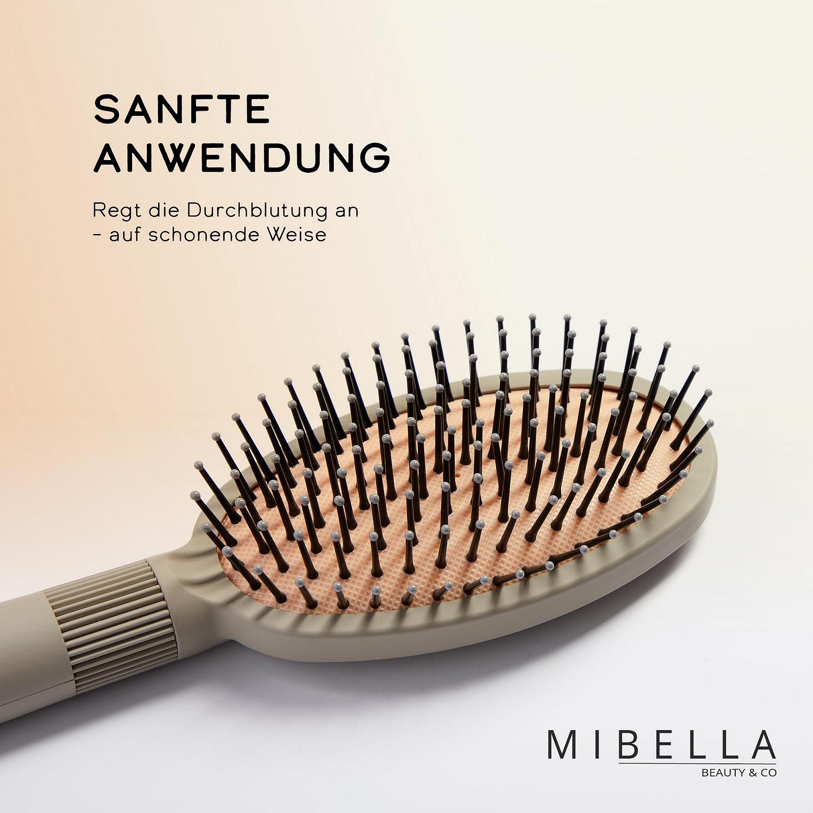 Щітка MIBELLA BEAUTY & CO овальна з пластиковими штифтами та подушкою для легкого та ніжного розчісування і масажу голови, без висмикування, фото №4