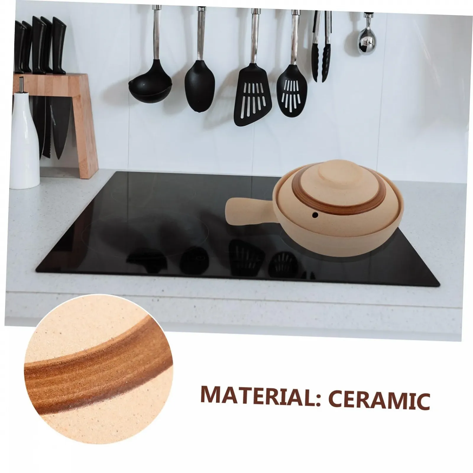 Ківш для тушкування керамічний маленький з кришкою та отвором для пари для 1 особи, фото №3