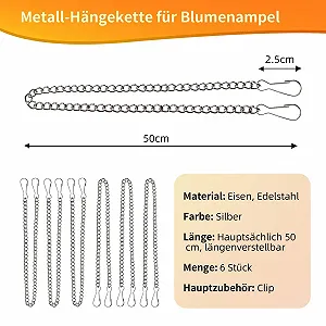 Набір ланцюжків для підвісних кошиків Металеві регульовані для годівниць та декору, 6 шт., 50 см, Сріблястий synthetic.ua - Фото 1