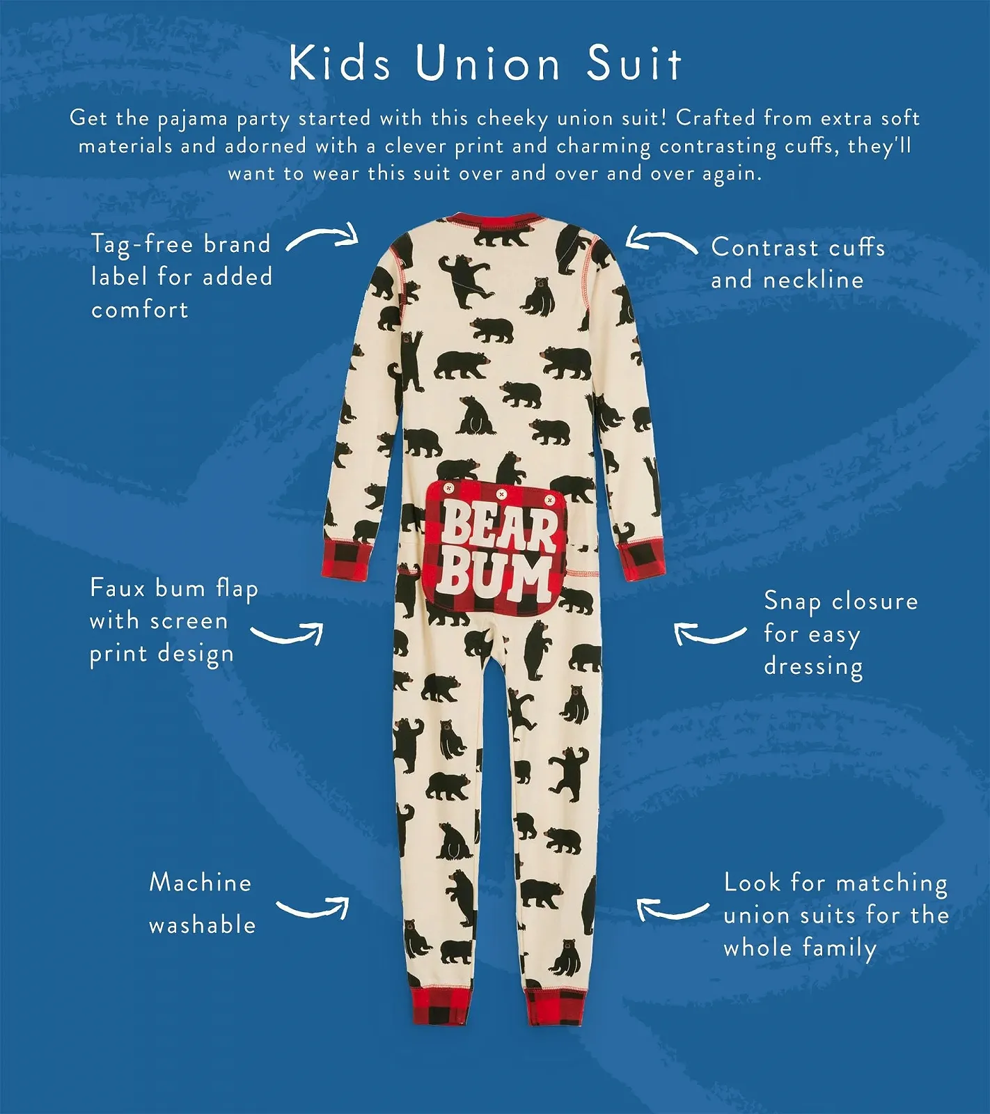 Дитячий піжамний комплект Little Blue House Union Suit Unisex, фото №4