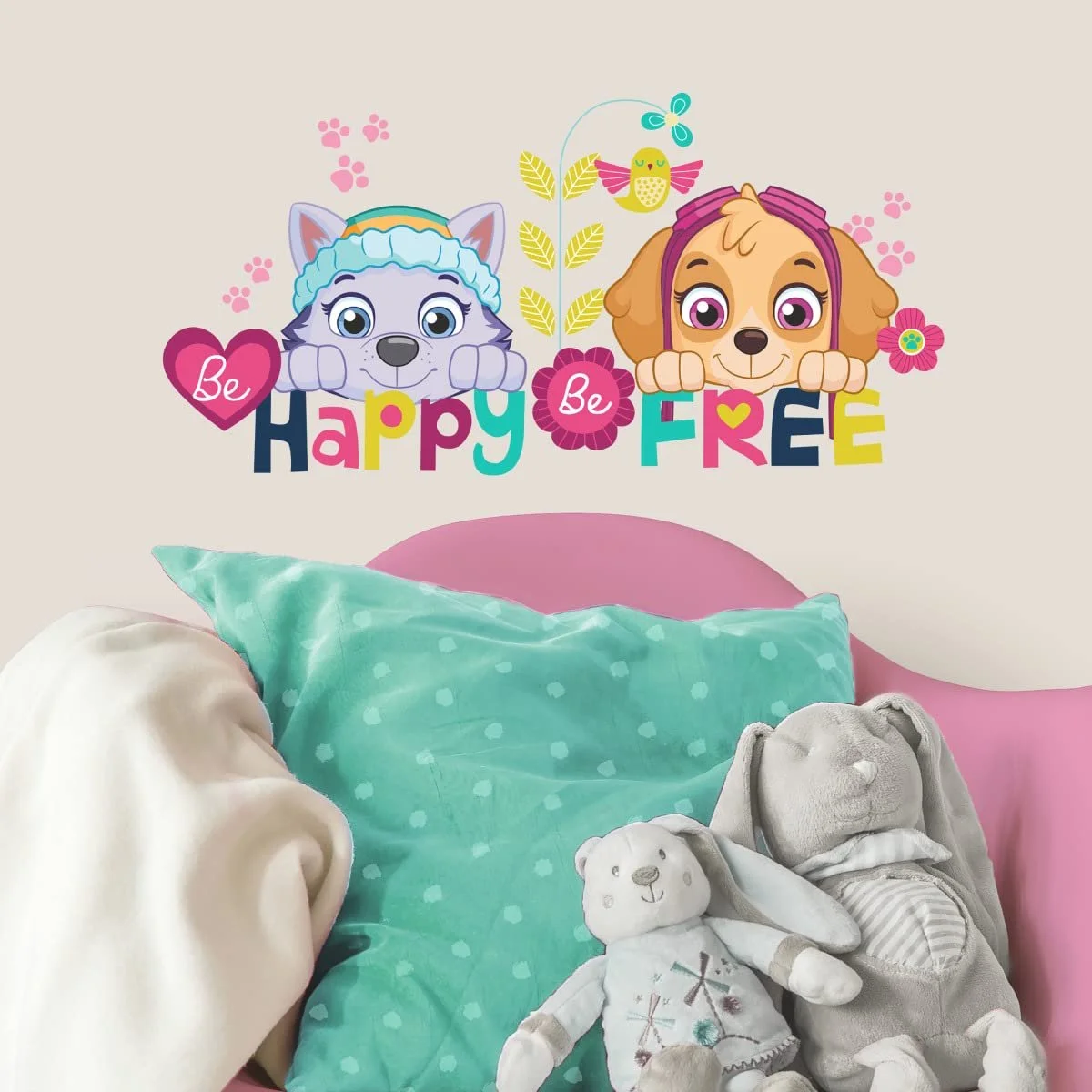 Наклейки на стену Paw Patrol Skye And Everest Be Happy Quote Peel And Stick, фото №3
