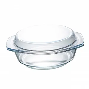 Форма для запекания из загартованного стекла круглая термостойкая прозрачная - Фото 1