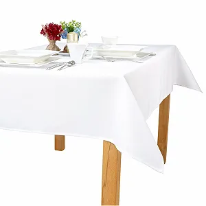 Скатертина Simon 1000 O1 120 x 240 см 100% поліестер 230 г/м² Ефект лотоса Біла - Фото 1