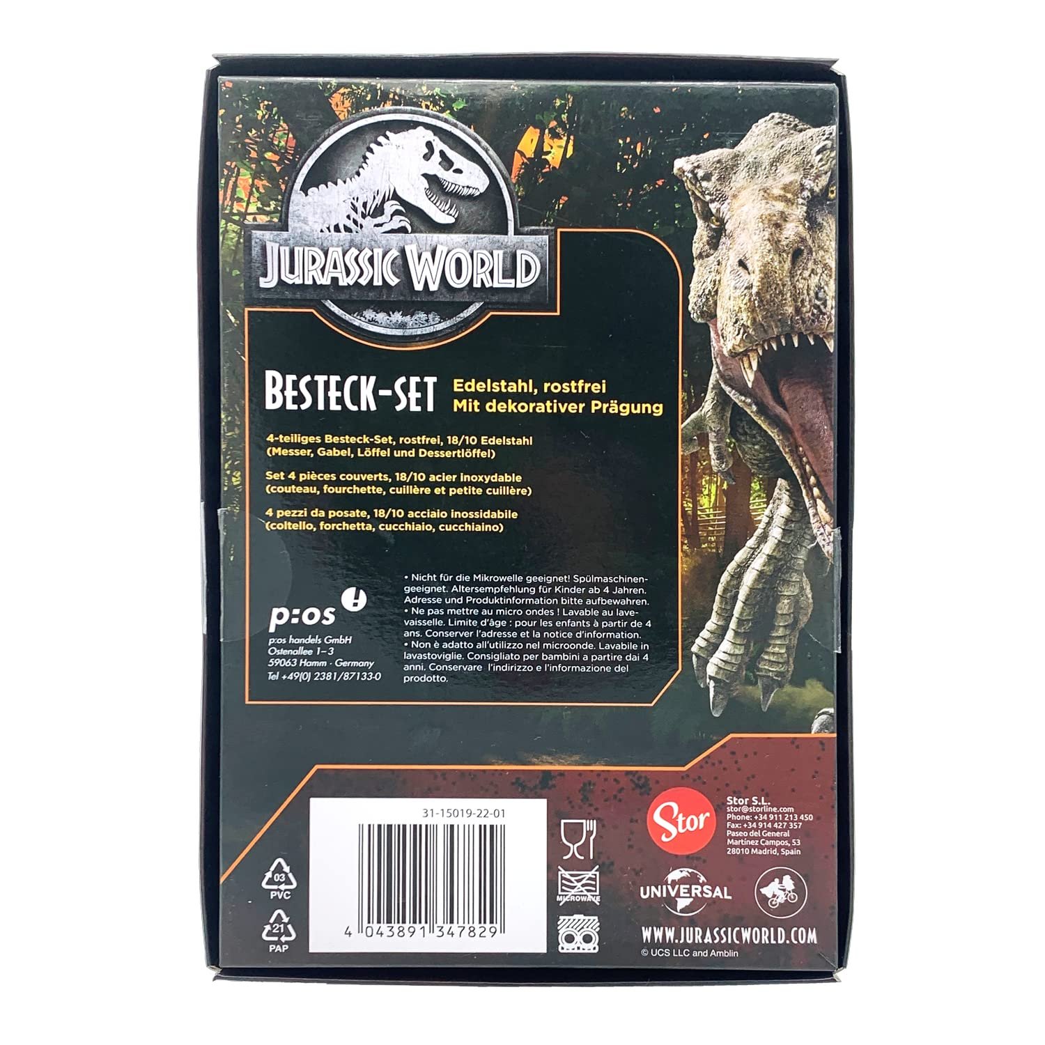 Набор столовых приборов P:OS Jurassic World, нержавеющая сталь, фото №2 Набор столовых приборов P:OS Jurassic World, нержавеющая сталь, фото №2