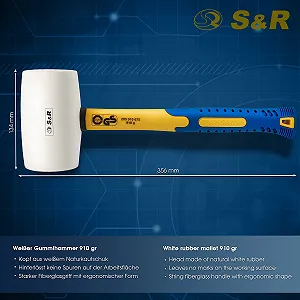 Резиновая киянка S&R с двойной изогнутой рукояткой из фибергласа белая цена на synthetic.ua - Фото 1 Резиновая киянка S&R с двойной изогнутой рукояткой из фибергласа белая synthetic.ua - Фото 1