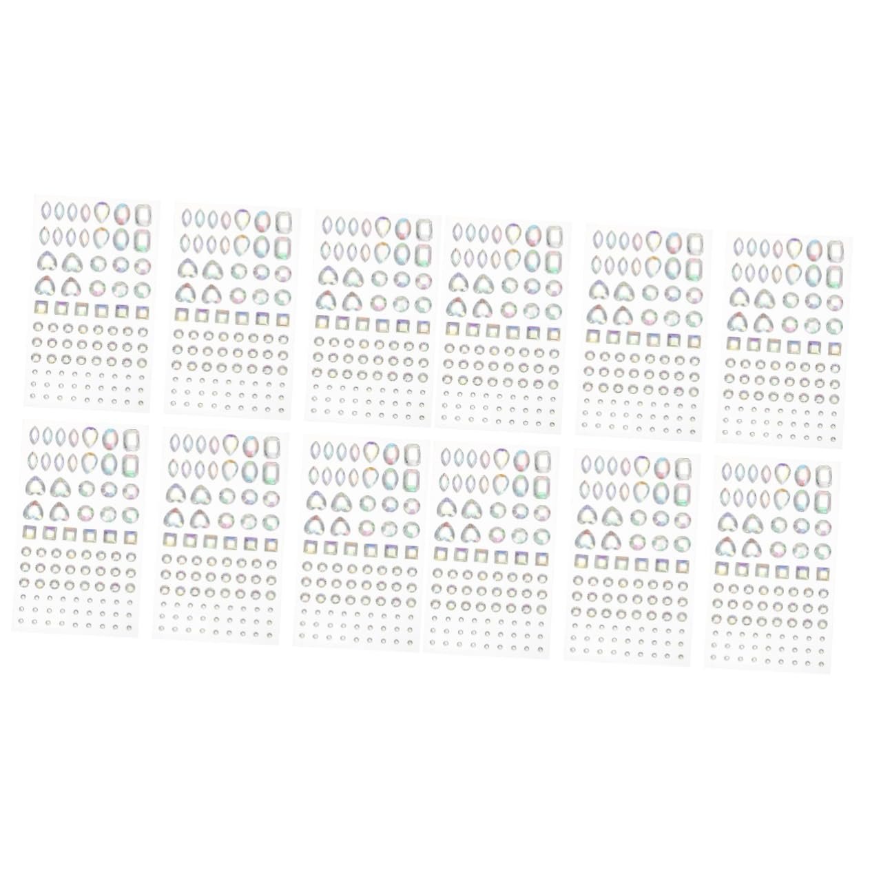 Наклейки Кристалічні Блискітки SEWACC 12 аркушів Акрилові, фото №1