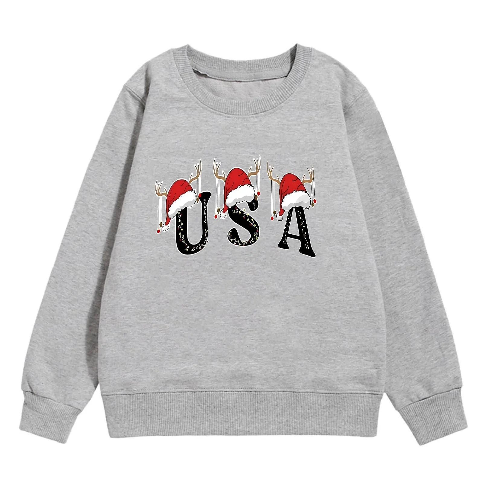 Рождественский джемпер для девочки, размер 164, свитшот, детский, с длинными рукавами, круглый вырез горловины, с принтом букв, легкий, S, блузка, фото №4