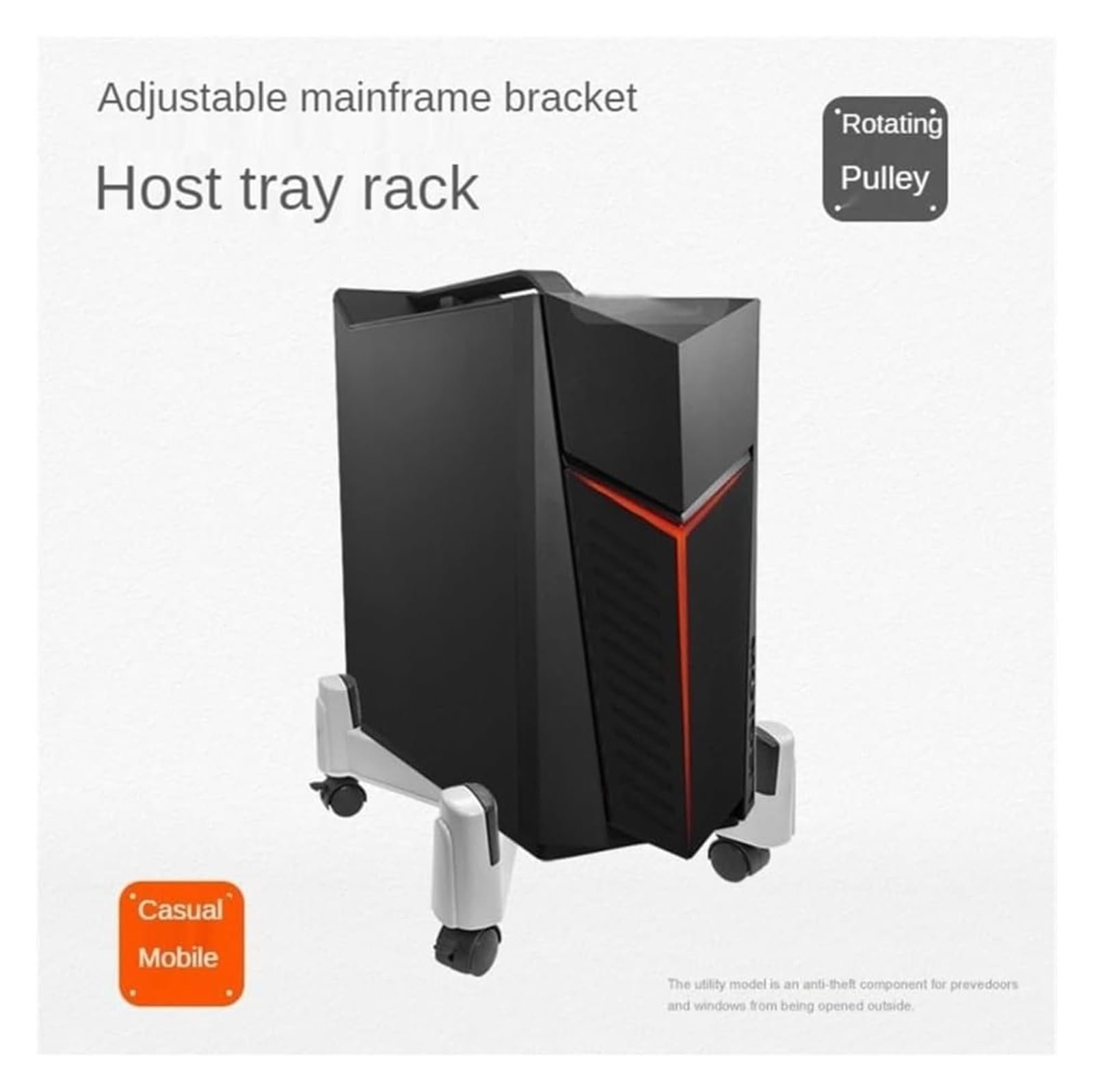 Подставка для компьютера регулируемая, тип X, с 5 колесами, мобильная, регулируемая ширина до 25 см, фото №4