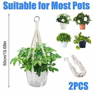 Підвісні кошики Тримачі для рослин макраме 2 шт. 50 см synthetic.ua - Фото 1