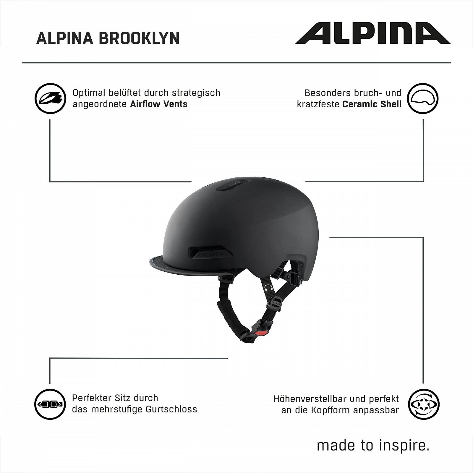 Шолом велосипедний Alpina Brooklyn Unisex, матовий чорний, фото №6