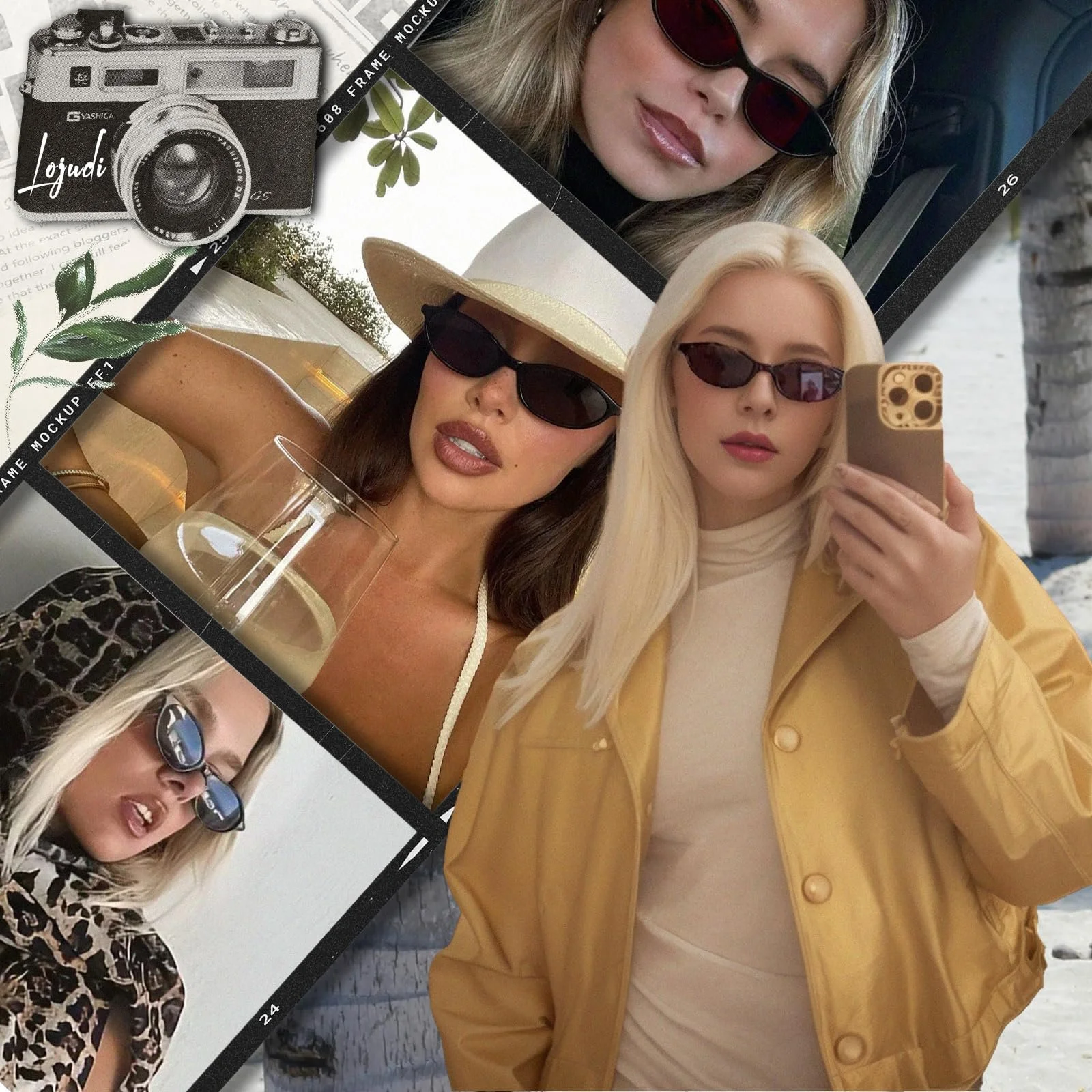 Солнцезащитные очки Retro LOJUDI Женские овальные Cateye Vantage Мужские овальные маленькие очки для женщин с защитой от ультрафиолета, фото №3