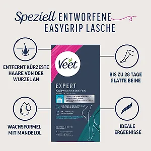 Восковые полоски Veet Expert Cold Wax Strips Body & Legs 20 шт. для чувствительной кожи synthetic.ua - Фото 1