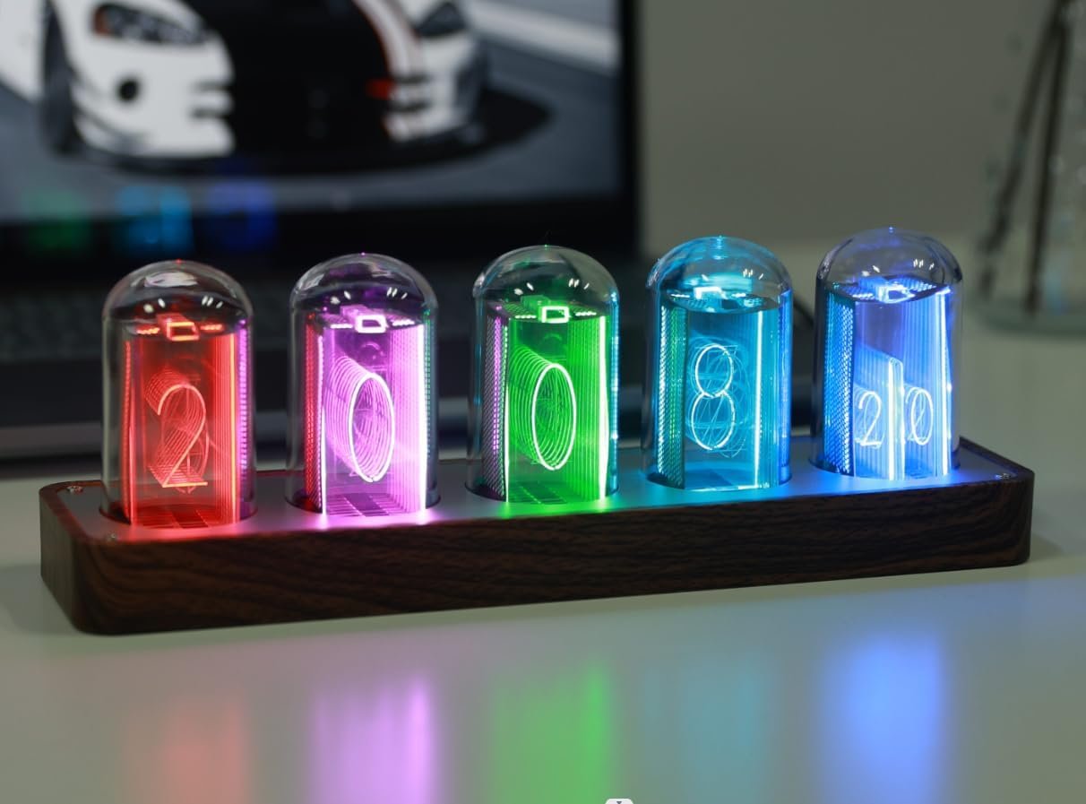 Годинник LED Nixie ClocTeck, Цифровий годинник Nixie Tube, Годинник Nixie Tube, WiFi синхронізація, Будильник, Формат 12/24 години, фото №6