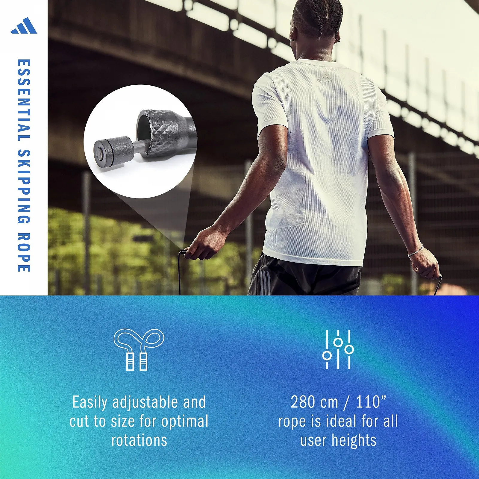 Скакалка Adidas Essential 280 см з PP покриттям регульована, фото №3