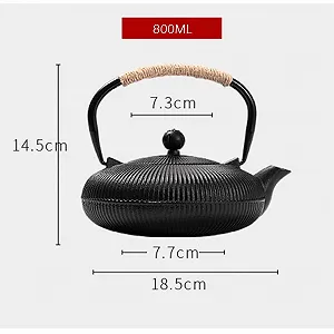 Чайник Чавунний з фільтром Плоский для кип'ятіння води Електрична керамічна плита 800 мл synthetic.ua - Фото 1