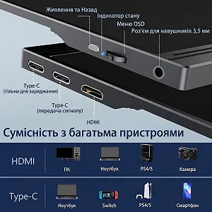 Портативний монітор 15.6" CUIUIC GS156CM2-B Full HD IPS 60 Гц synthetic.ua - Фото 1