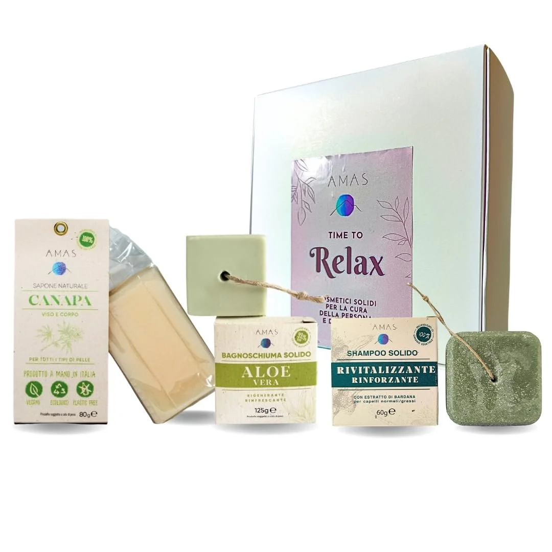 Набір AMAS Beauty-Box - 3 шт - Чоловічий/Жіночий: 1 Твердий гель для душу + 1 Твердий шампунь + 1 Мило для рук/обличчя, фото №1