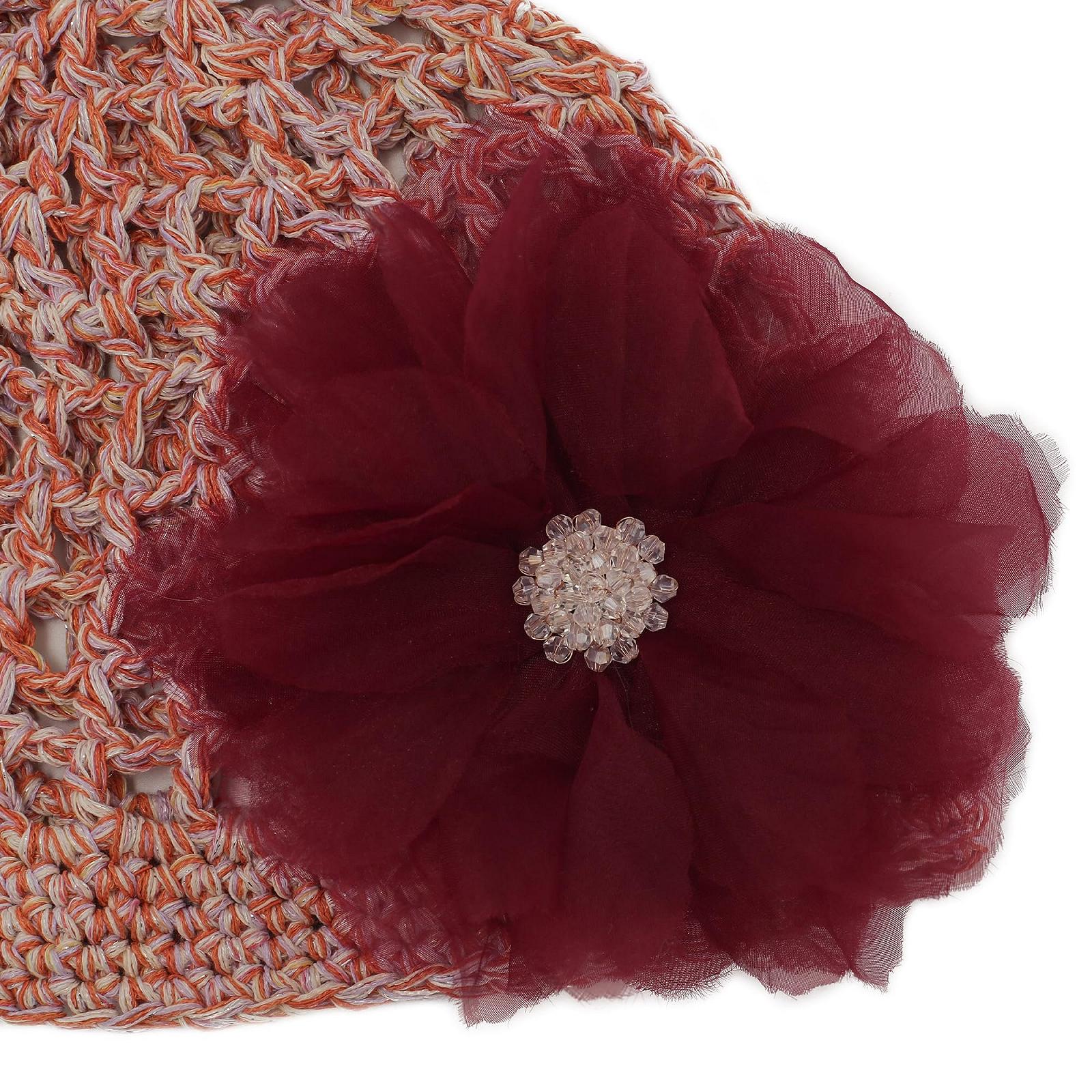 Жіноча шапка-біні ZLYC, в'язана вручну, з квітковим декором, фото №5 Жіноча шапка-біні ZLYC, в'язана вручну, з квітковим декором, фото №5