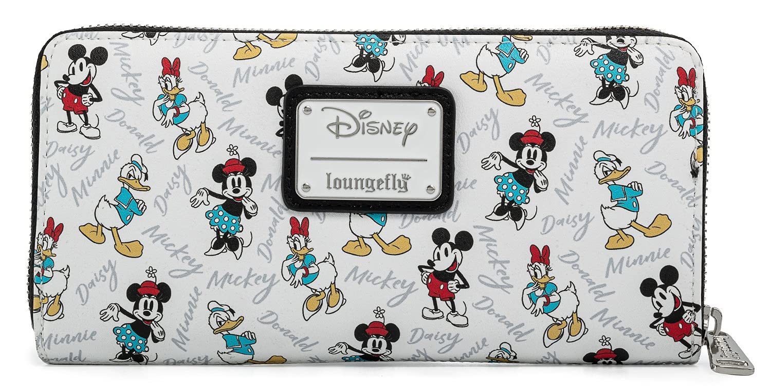 Клатч Loungefly Disney Mickey Minnie Mouse Daisy Donald Duck Zip White Белый/Пышный Сад, фото №1