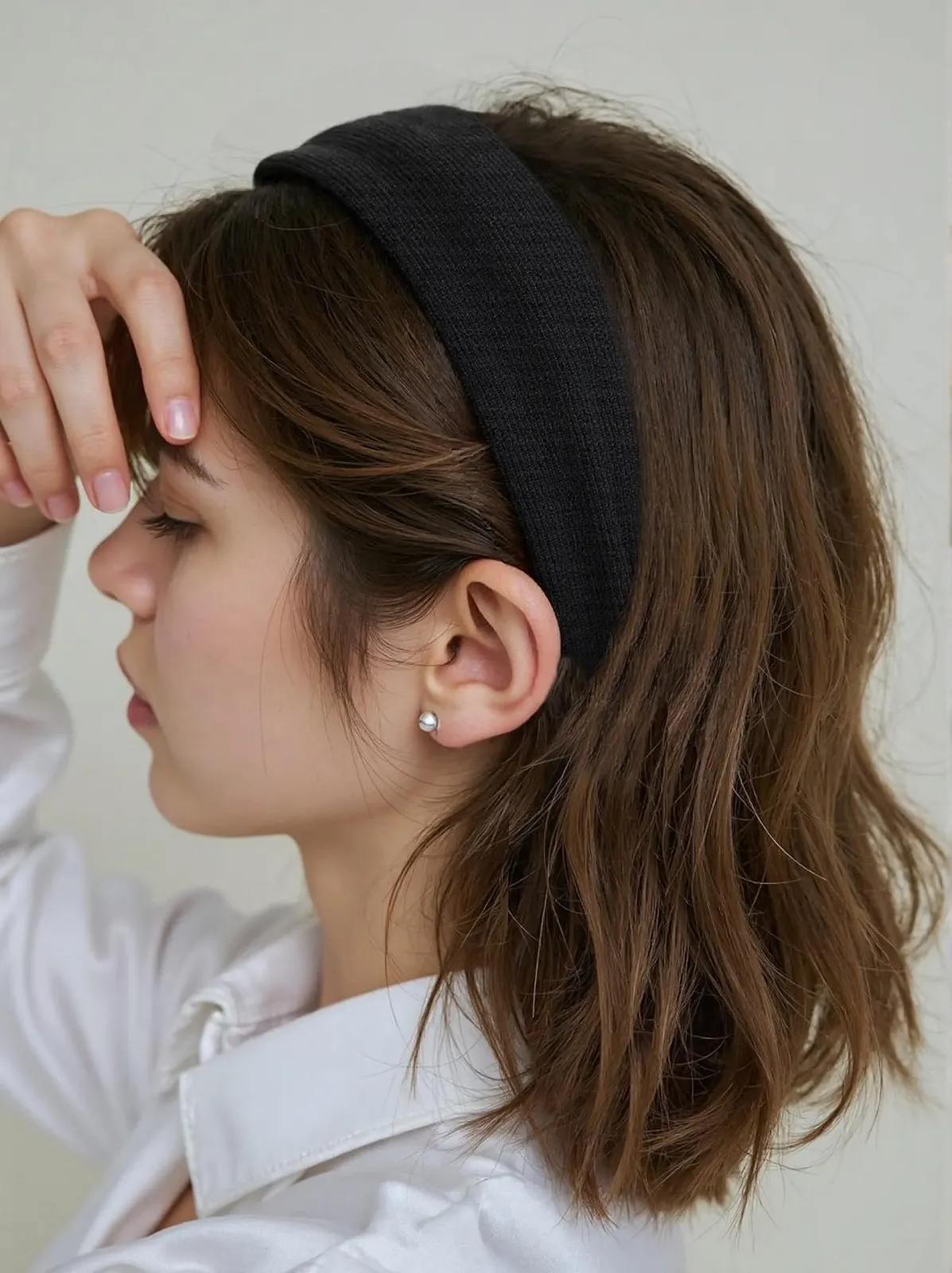 Обруч на голову Широка axy з рубчастої тканини HR10B Чорний, Широка, фото №3