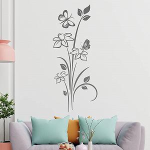 Наклейка на стену Две бабочки с цветком Виниловая - Фото 1