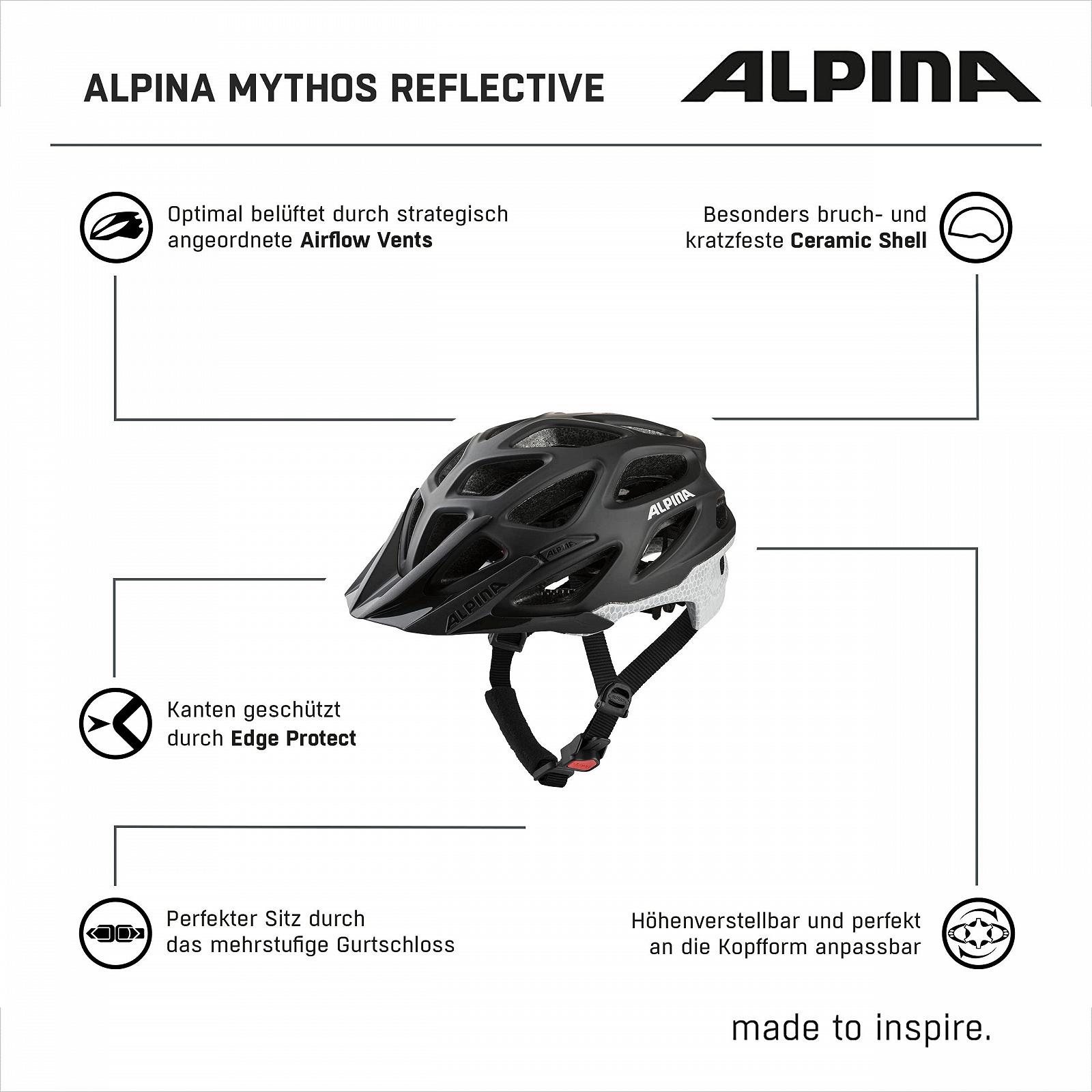 Шолом ALPINA Mythos Reflective Світловідбиваючий з сіткою від комах для дорослих, фото №6