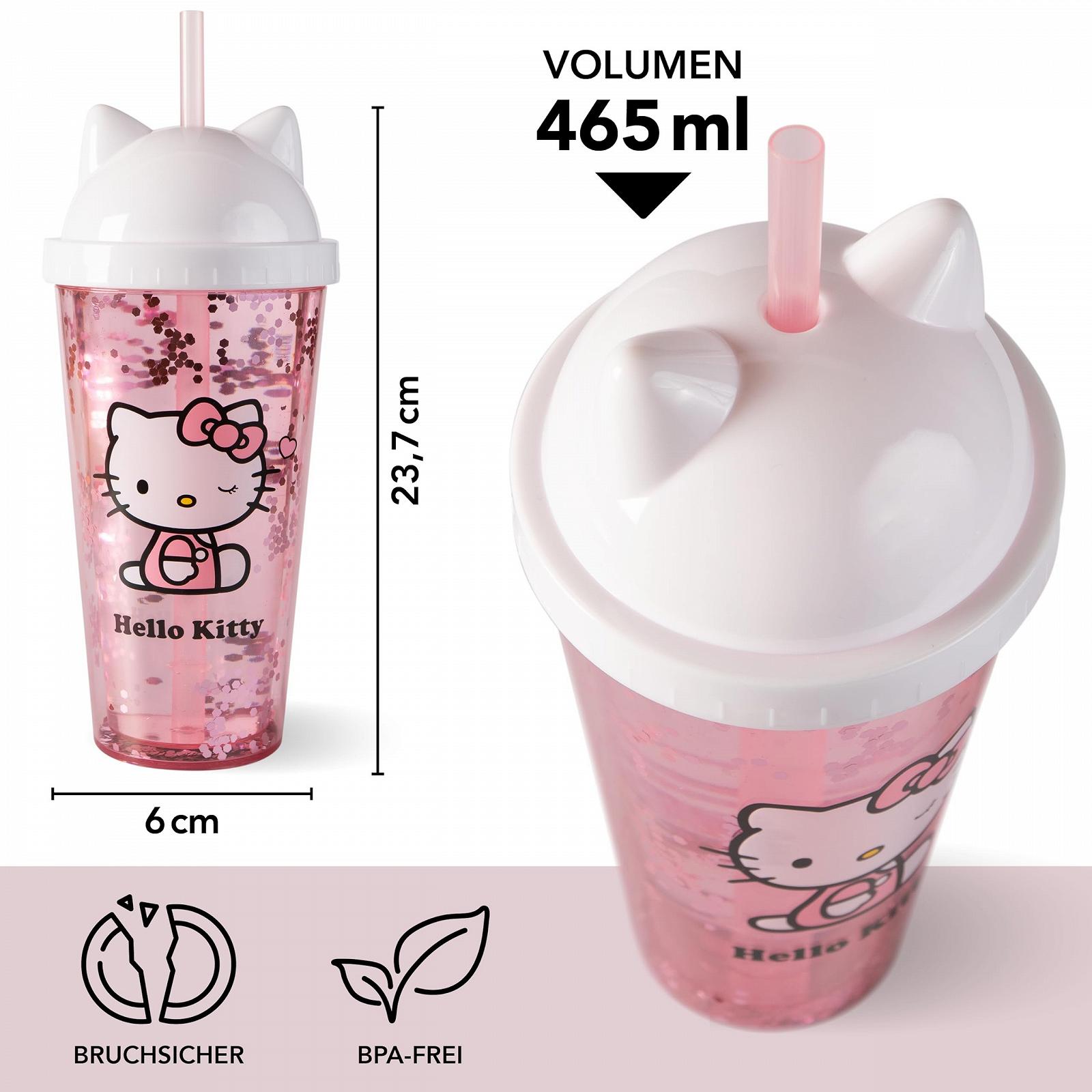 Дитяча чашка з кришкою та соломинкою Hello Kitty 425 мл для холодних напоїв, фото №3