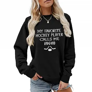 Свитшот MLZHAN Hockey Sport Damen My Favorite Hockey Player Calls Me Mom Shirt Muttertag Casual Mama - Фото 1