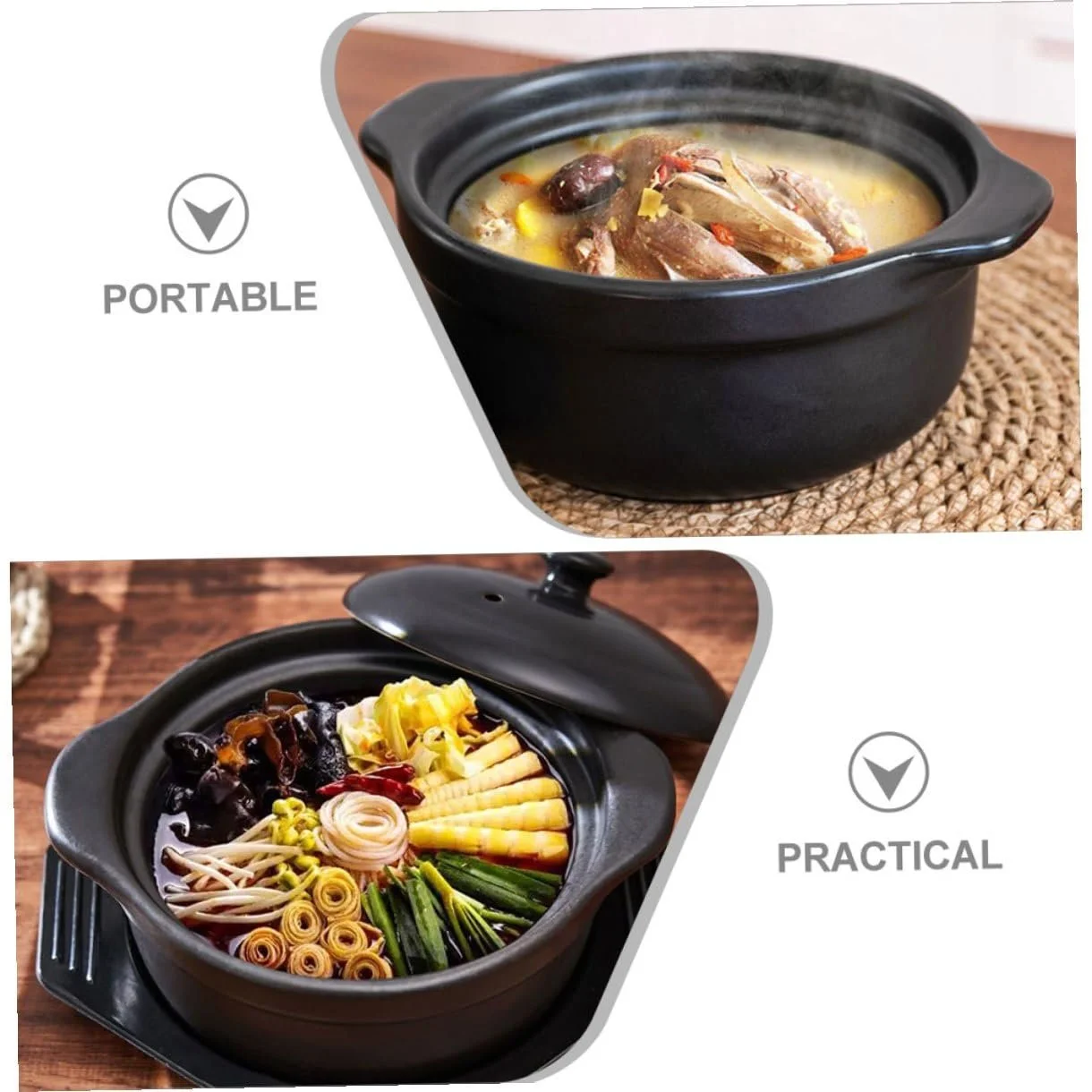 Кастрюля керамическая с крышкой термостойкая антипригарная для порционных блюд, фото №3